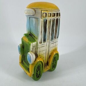 Piggy Bank Taxi Cab School Bus Hand Painted Japan‎ Vintage 7" Tall